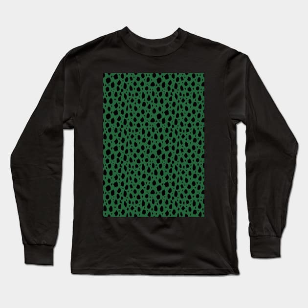 Green and Black Spotty Dalmatian Pattern Long Sleeve T-Shirt by Juliewdesigns